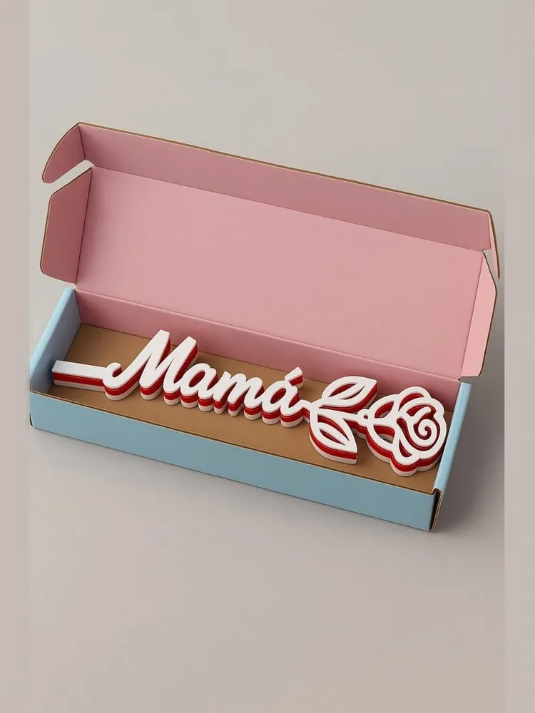 Подарок маме декоративная 3D-роза с надписью Мама